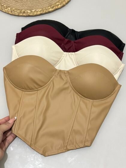 CORSELET EM COURO FAKE COM BOJO E REGULAGEM NAS COSTAS – Imagem 1 [nsid:879668081]