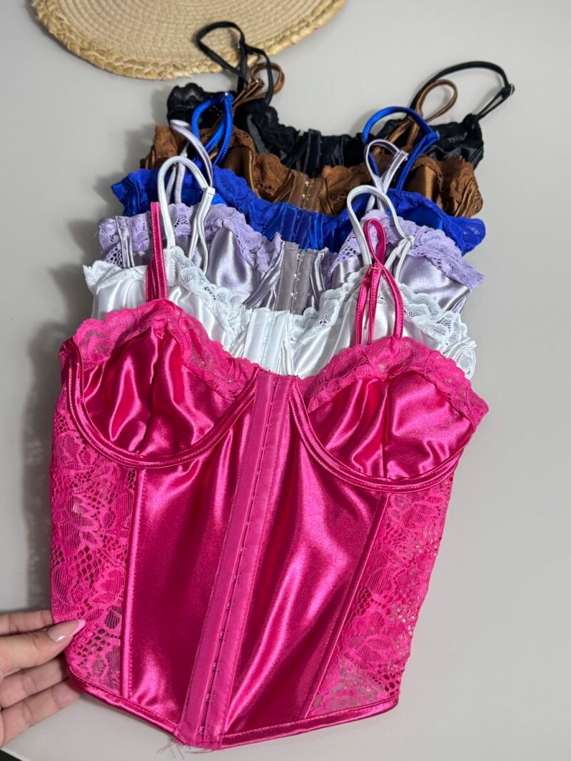CORSELET LARA COM ALÇA EM MALHA PRADA SHINE, COLCHETES, BARBATANAS E SEM BOJO – Imagem 1 [nsid:934672006]