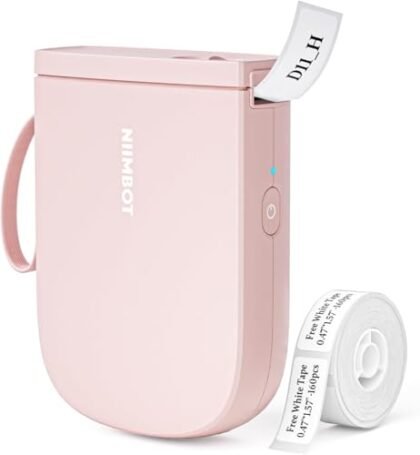 Etiquetadora NIIMBOT D11 rosa, portátil e Bluetooth.
