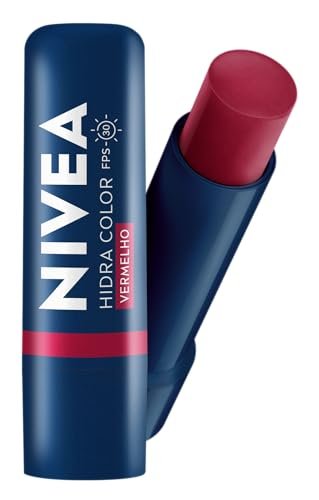 Hidratante Labial Vermelho FPS 30 NIVEA, cor e proteção.