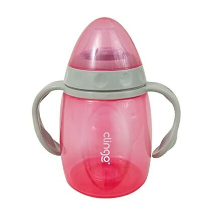 Copo Transição Bebê Rosa com Alças Clingo