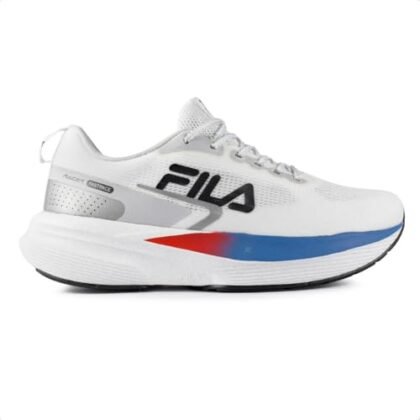 Tênis Fila Fastpace branco, vermelho e azul.