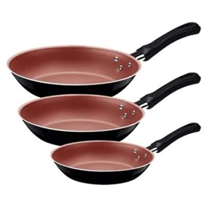 Tramontina JOGO FRIGIDEIRAS 3PCS CARIBE PRETO - SORTIDOS DE ALUMINIO COM REV ANTIADERENTE E POLIESTER Tramontina