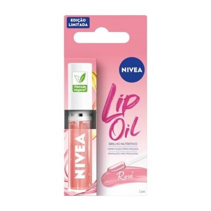 Lip Oil Rosé NIVEA para lábios nutridos e brilhantes.