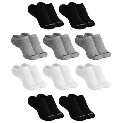 MASH Kit 10 Pares de Meia Soquete Invisível Algodão Respirável, 3 Brancas - 3 Cinzas - 4 Pretas, 34-38 Mash
