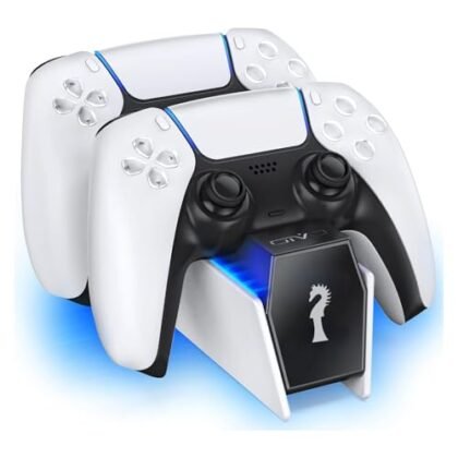 Estação de Carregamento PS5, Estação de Carregamento para Controle de Playstation 5 PS5 com 2 Cabos de Carregamento Rápido de Substituição para Controle S~ony DualSense VEDO
