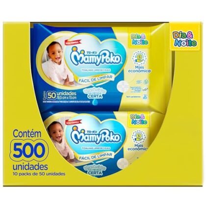 Lenços MamyPoko para higiene do bebê.