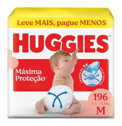 Fralda Huggies M para maior proteção e conforto.