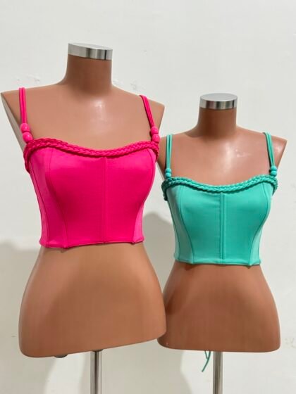 CORSELET EM MONTARIA FORRADO COM DETALHE EM TRANÇA + MIÇANGA, BARBATANAS E REGULAGEM NAS COSTAS – Imagem 1 [nsid:816787231]