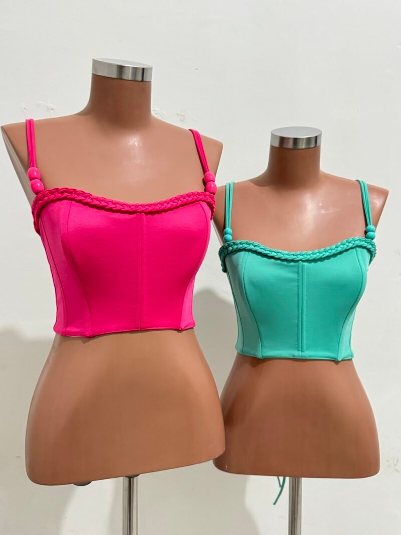 CORSELET EM MONTARIA FORRADO COM DETALHE EM TRANÇA + MIÇANGA, BARBATANAS E REGULAGEM NAS COSTAS – Imagem 1 [nsid:816787231]