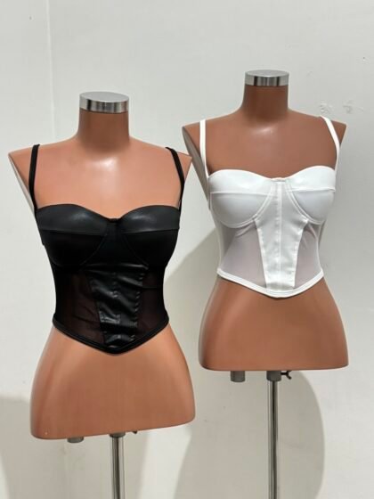 CROPPED EM CIRRÊ ACETINADO + TULE COM BOJO E ZÍPER ATRÁS – Imagem 1 [nsid:827746016]