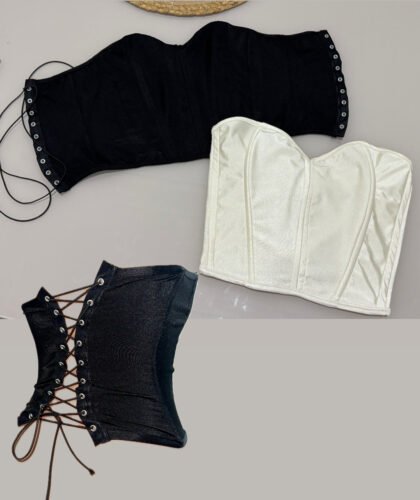 CORSELET COM BARBATANAS EM POLIAMIDA ACETINADA COM REGULAGEM NAS COSTAS – Imagem 1 [nsid:940176761]