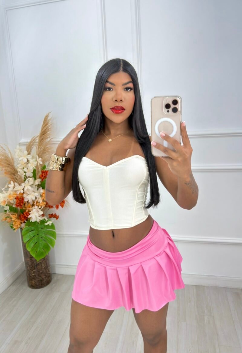 CORSELET COM BARBATANAS EM POLIAMIDA ACETINADA COM REGULAGEM NAS COSTAS – Imagem 2 [nsid:945198040]