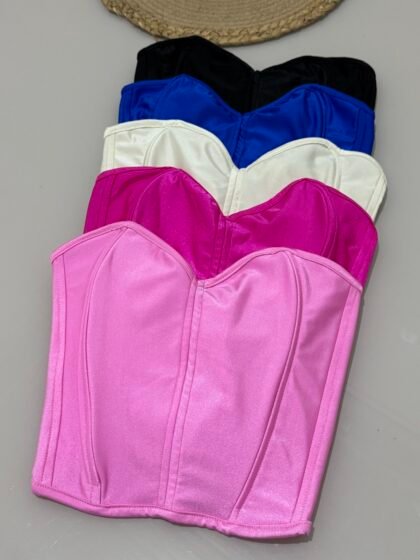 CORSELET COM BARBATANAS EM POLIAMIDA ACETINADA COM REGULAGEM NAS COSTAS – Imagem 1 [nsid:950449740]
