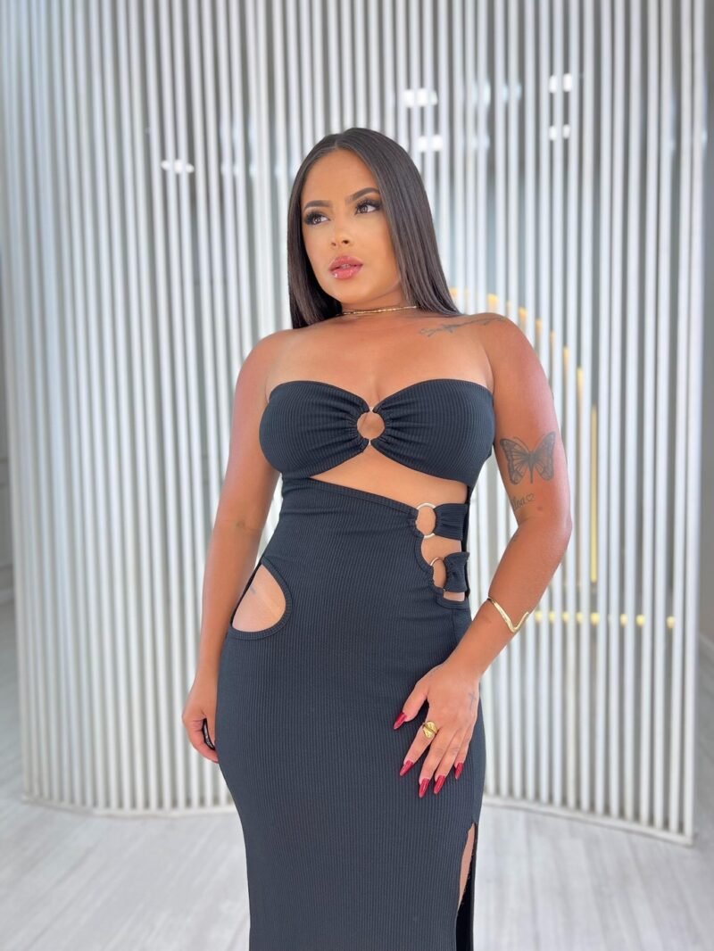 VESTIDO LADY EM ANARRUGA COM BOJO E FENDA – Imagem 2 [nsid:743898974]