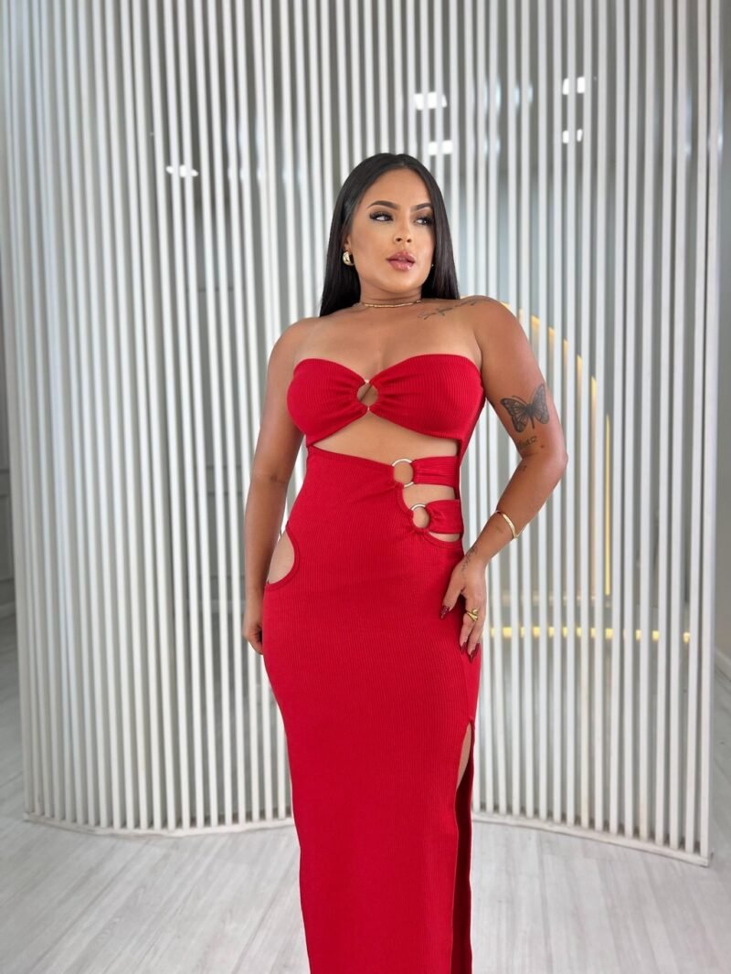 VESTIDO LADY EM ANARRUGA COM BOJO E FENDA – Imagem 3 [nsid:743898973]