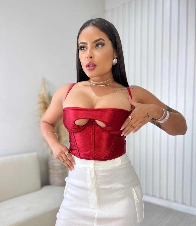 CORSELET ANGEL EM MALHA PRADA COM ARO DE SUSTENTAÇÃO, REGULAGEM NA ALÇA E TRANÇADO ATRÁS – Imagem 5 [nsid:712542671]