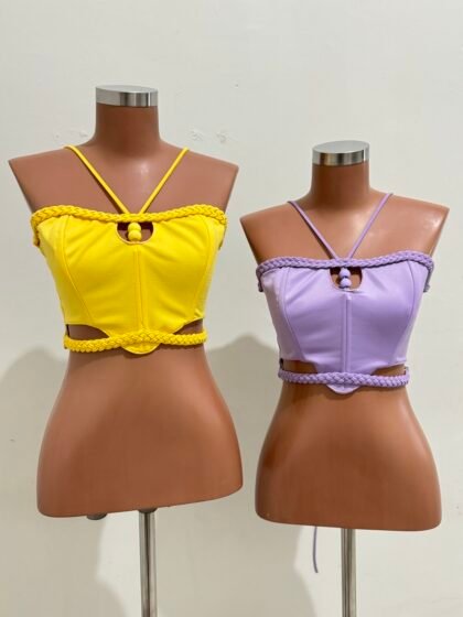 CORSELET EM MONTARIA FORRADA + MIÇANGA NA ALÇA, DETALHE EM TRANÇA, BARBATANAS E REGULAGEM NAS COSTAS – Imagem 1 [nsid:816789306]