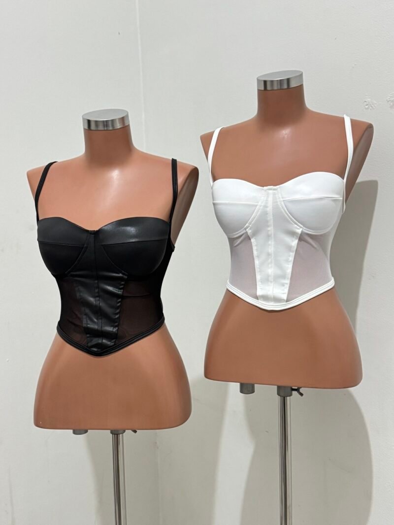 CROPPED EM CIRRÊ ACETINADO + TULE COM BOJO E ZÍPER ATRÁS – Imagem 3 [nsid:827746013]