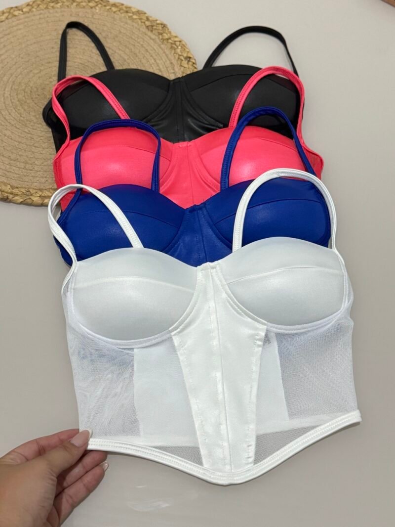 CROPPED EM CIRRÊ ACETINADO + TULE COM BOJO E ZÍPER ATRÁS – Imagem 2 [nsid:827746015]