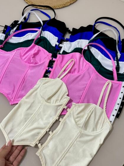 CORSELET PENÉLOPE EM POLIAMIDA ACETINADA COM BARBATANAS, ARO DE SUSTENTAÇÃO, REGULAGEM NA ALÇA E COSTAS – Imagem 1 [nsid:987533058]