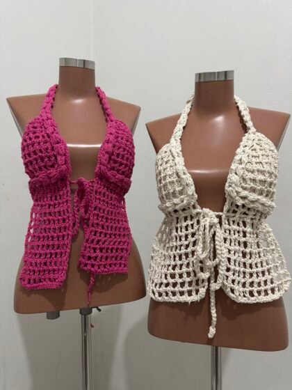 CROPPED FRENTE ÚNICA EM CROCHÊ COM REGULAGEM – Imagem 1 [nsid:853992757]