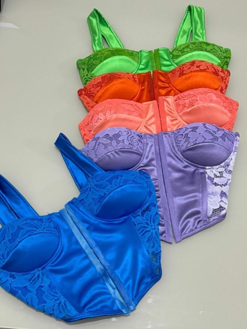 CORSELET FLORA EM MALHA PRADA ACETINADO COM RENDA, BOJO, COLCHETES E ALÇA – Imagem 2 [nsid:690061455]