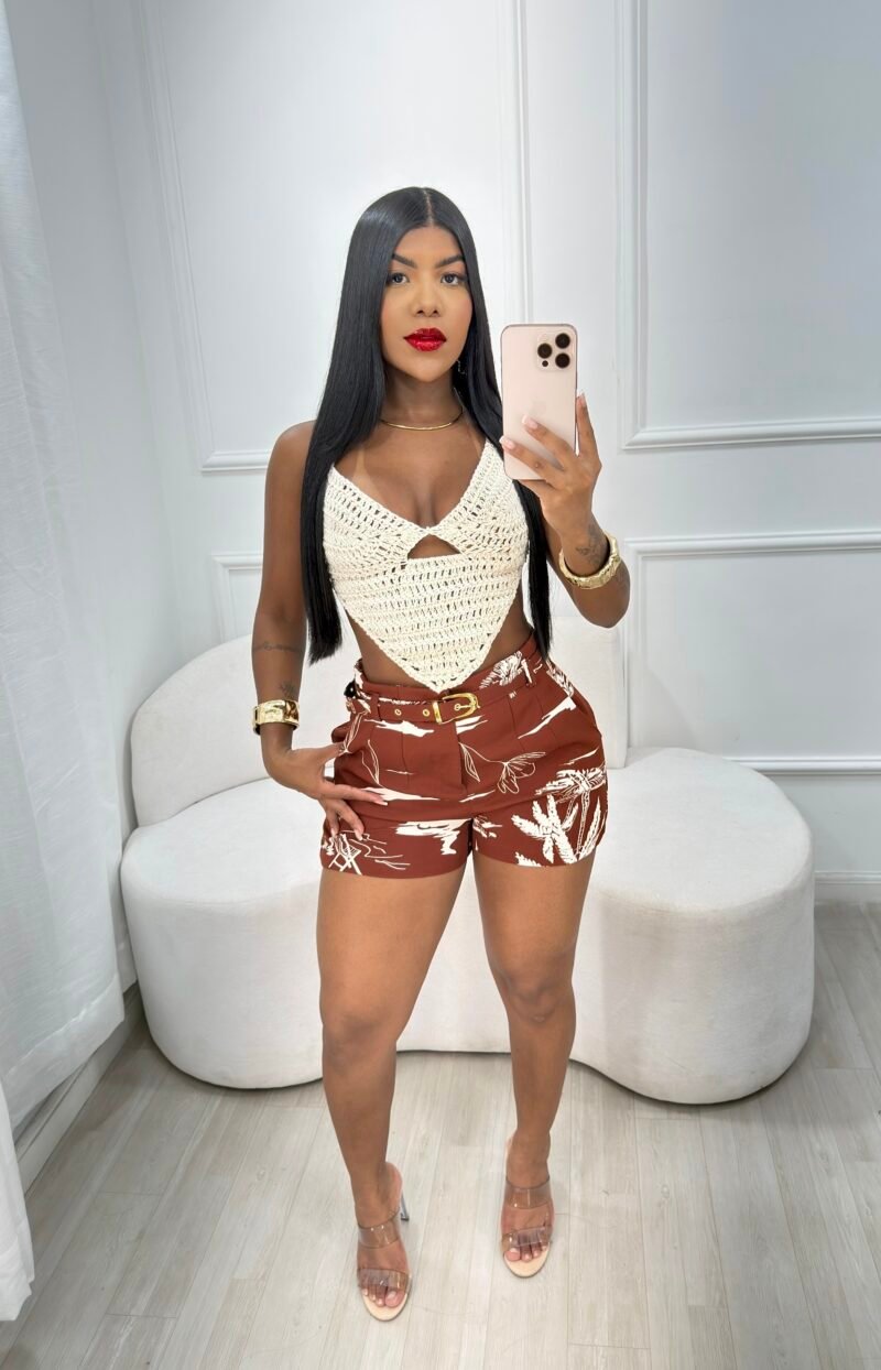 SHORT ESTAMPADO COM CINTO ENCAPADO COM ZÍPER LATERAL – Imagem 1 [nsid:997433344]
